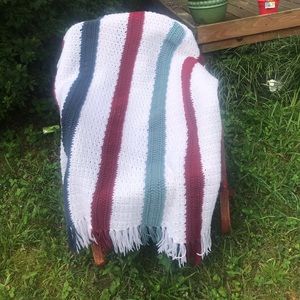 Beautiful Crochet Afghan throw nautical colors